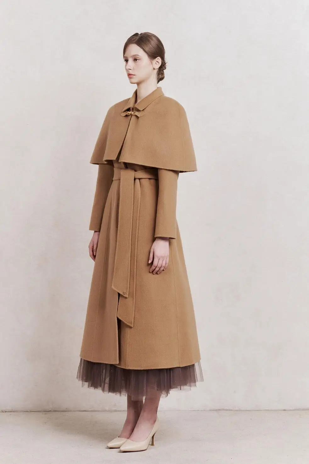 أزياء المرأة معطف الكشمير هيبورن نمط عباءة الشتاء السيدات خارج ارتداء تخفيف الدافئة طويلة خندق مخصص #5