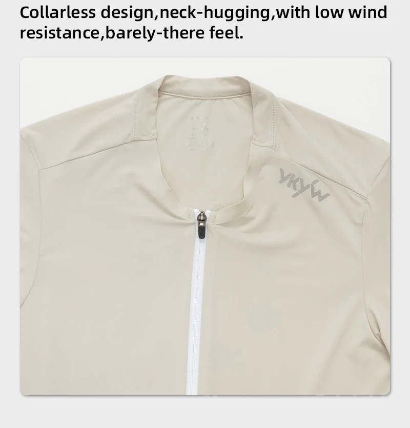 YKYWBIKE 2026 Sommer Herren Radtrikot Kragenlos Kurzarm Cool-Touch Rutschfest Schnelltrocknend Atmungsaktiv Rennrad MTB Oberteil – Detail 8