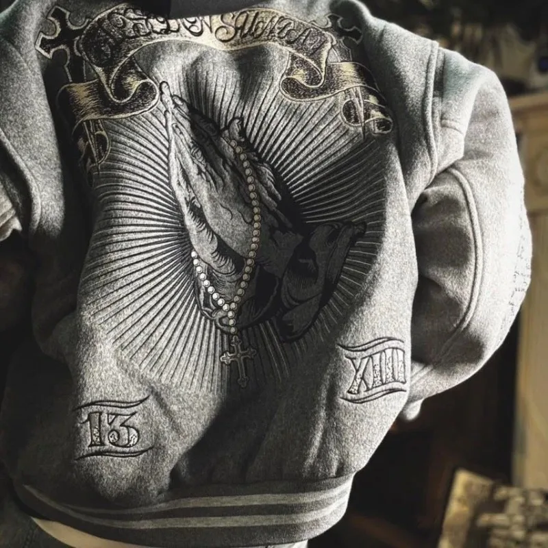 

Trendy Embroidered Baseball Jacket American High Street Fashion Y2k Jacket Unisex Loose Retro Casual Hip-Hop Jacket Streetwear