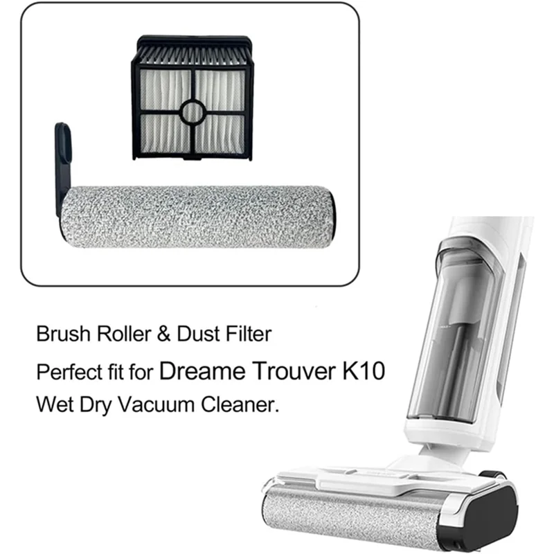ABBK-5PCS para dreame trouver k10 & k10 pro aspirador de pó acessórios escova rolo & kit filtro melhorar a eficiência limpeza