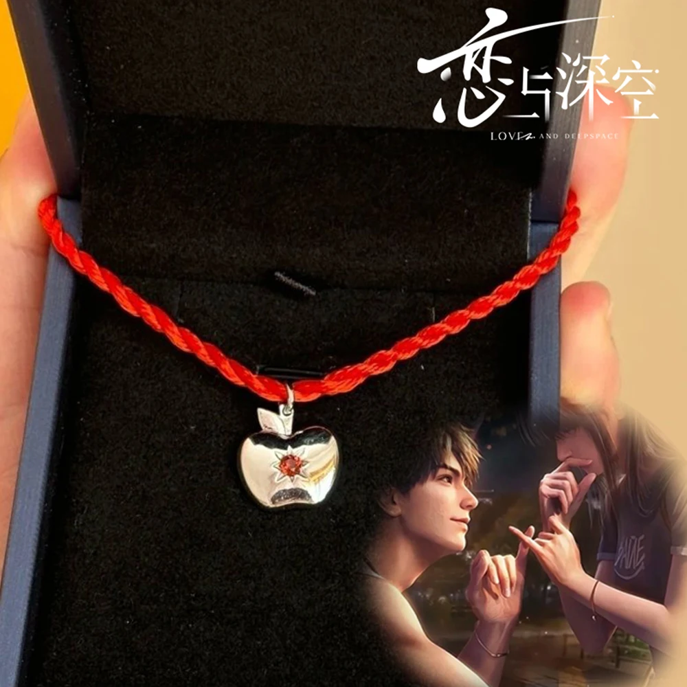 Game Love and Deepspace Caleb Cosplay Bracelet Apple Pendant Red Rope Bangle Couple Jewelry Hand Chain Accessories Gift