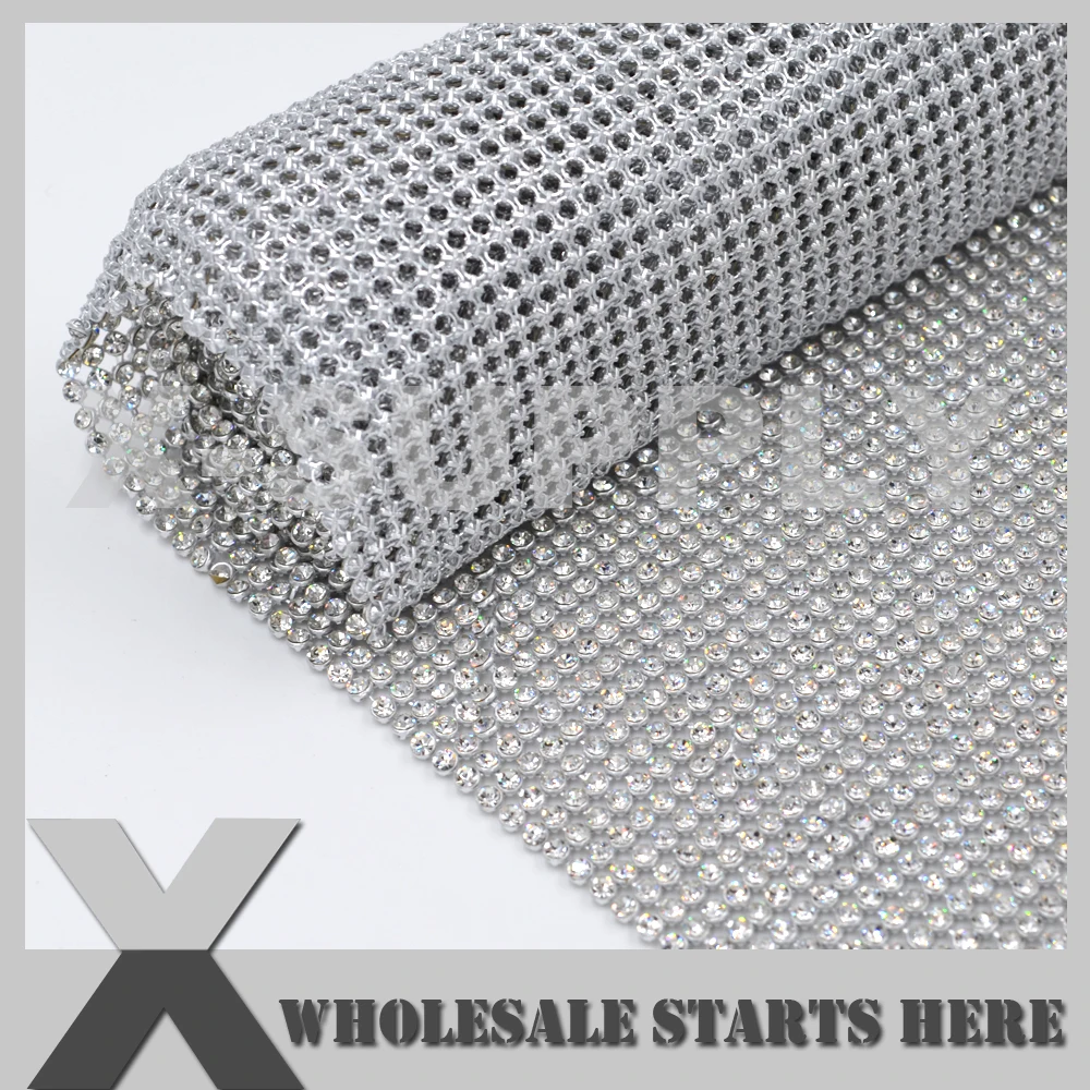 P1 3mm Metal Rhinestone Fabric Mesh Without Iron On Glue,Silver Base,Used For Clothes,Wedding,(5 Pieces/Color to Get 20% Off)