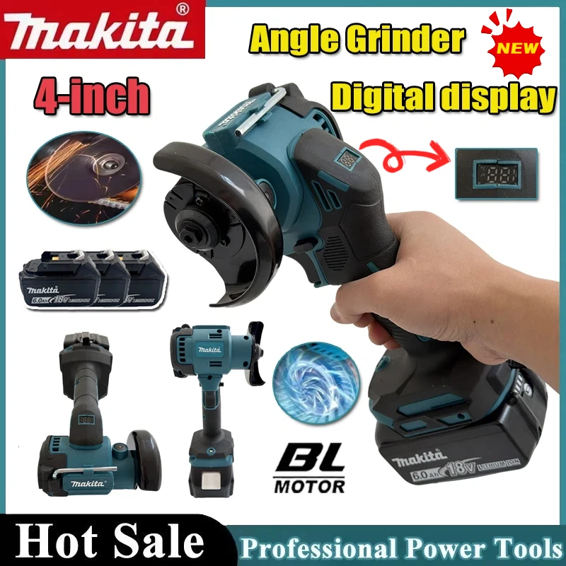 

2026 Makita Digital Display Brushless 4 Inch Mini Angle Grinder For 18V Battery Polishing Grinding Machine Cutting Power Tools
