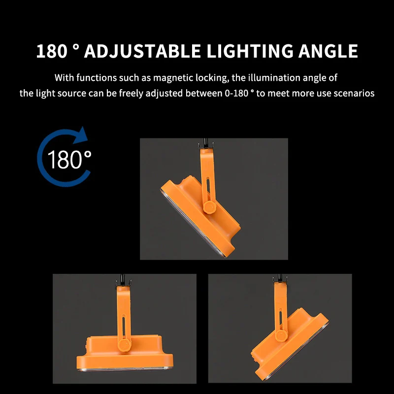 100W Portable Solar Camping Lights 3 Light Modes USB Rechargeable Work Repair Lighting LED Outdoor Work Repair Magnet Flashlight
