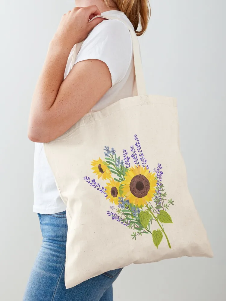 

Sunflowers and Lavender Bouquet Tote Bag shopping bags foldable Fabric bag ecological bags Handbags