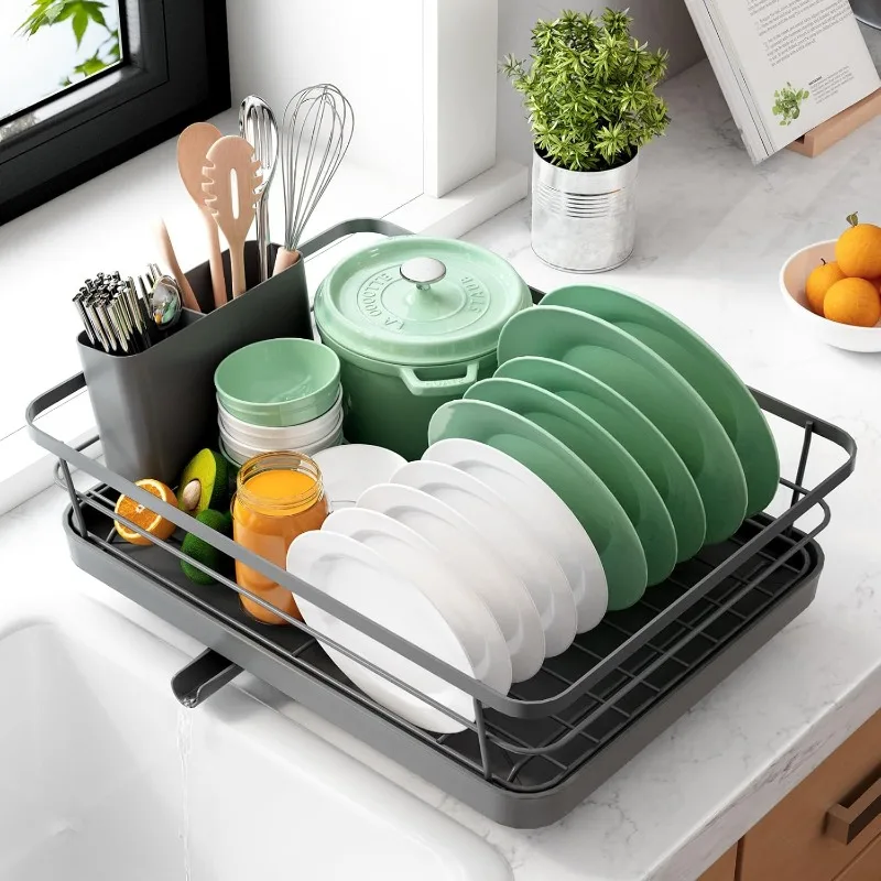 

Dish Drying Rack- Space-Saving Dish Rack, Dish Racks for Kitchen Counter, Stainless Steel Kitchen Drying Rack with a Cutlery