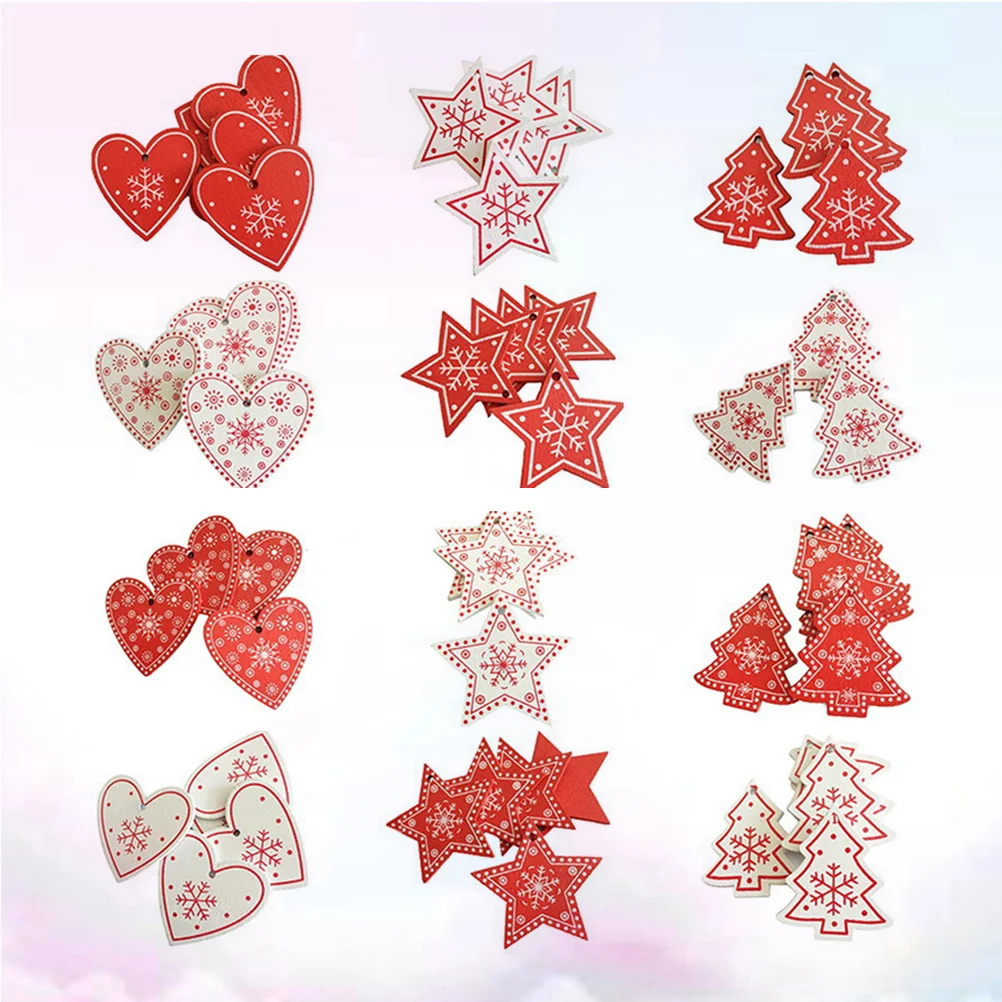 

50 Pcs Christmas Decorations Wooden Slices Decorative Props 50pcs Ornaments Pendant for Tree Hanging