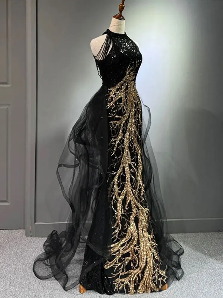 Ele bla vestido de noite feminino casamento brinde anfitrião ne pendurado longo fi cauda saia emagrecimento elegante senhora formal dr