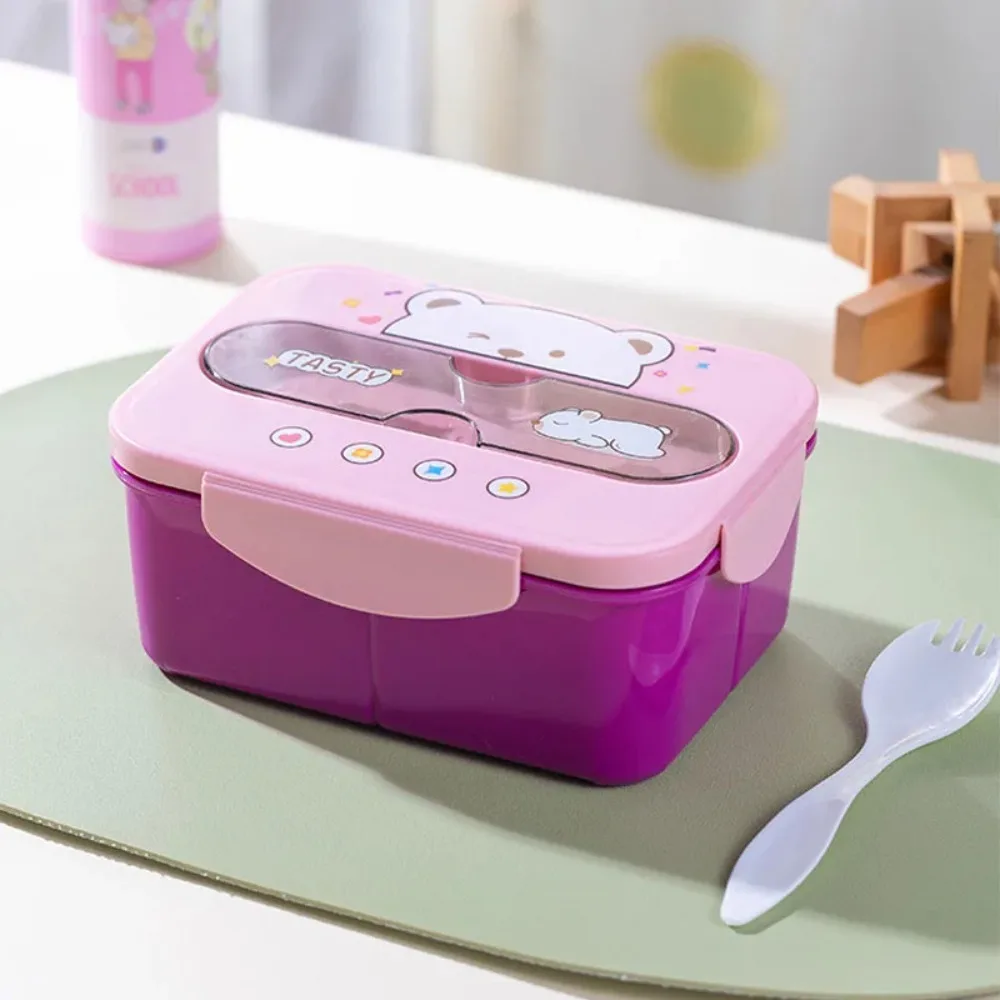 Plastic Lunch Box with Fork BPA Free Leakproof Food Container Microwavable Bento Box for School Office Outdoor Picnic 1200ml
