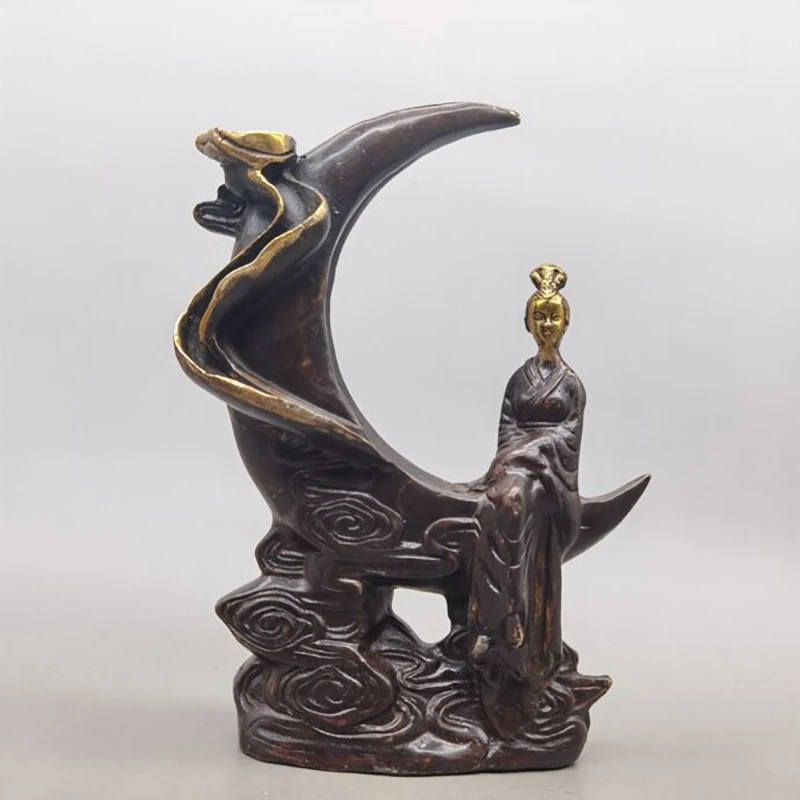 Gilt backflow ornament, antique collectible copperware, color, Chang'e copper incense burner
