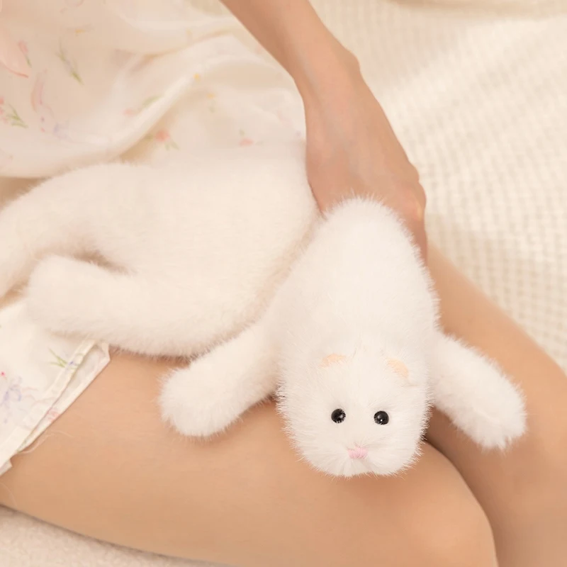 Jouet en peluche de vison simulé, Mustela Putirius Furo, Posture couchée, poupée apaisante, décoration de voiture, cadeau d'anniversaire pour enfants et amis