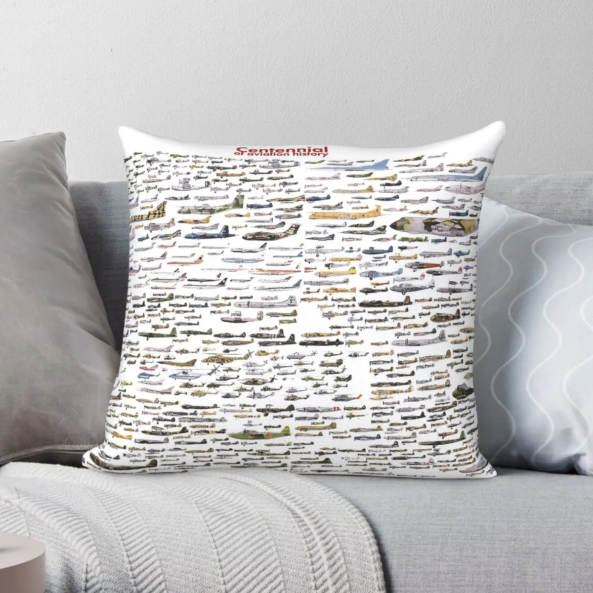 Planes History 100 Years Pillowcase Polyester Linen Velvet Pattern Zip Decorative Pillow Case Home Cushion Cover 18