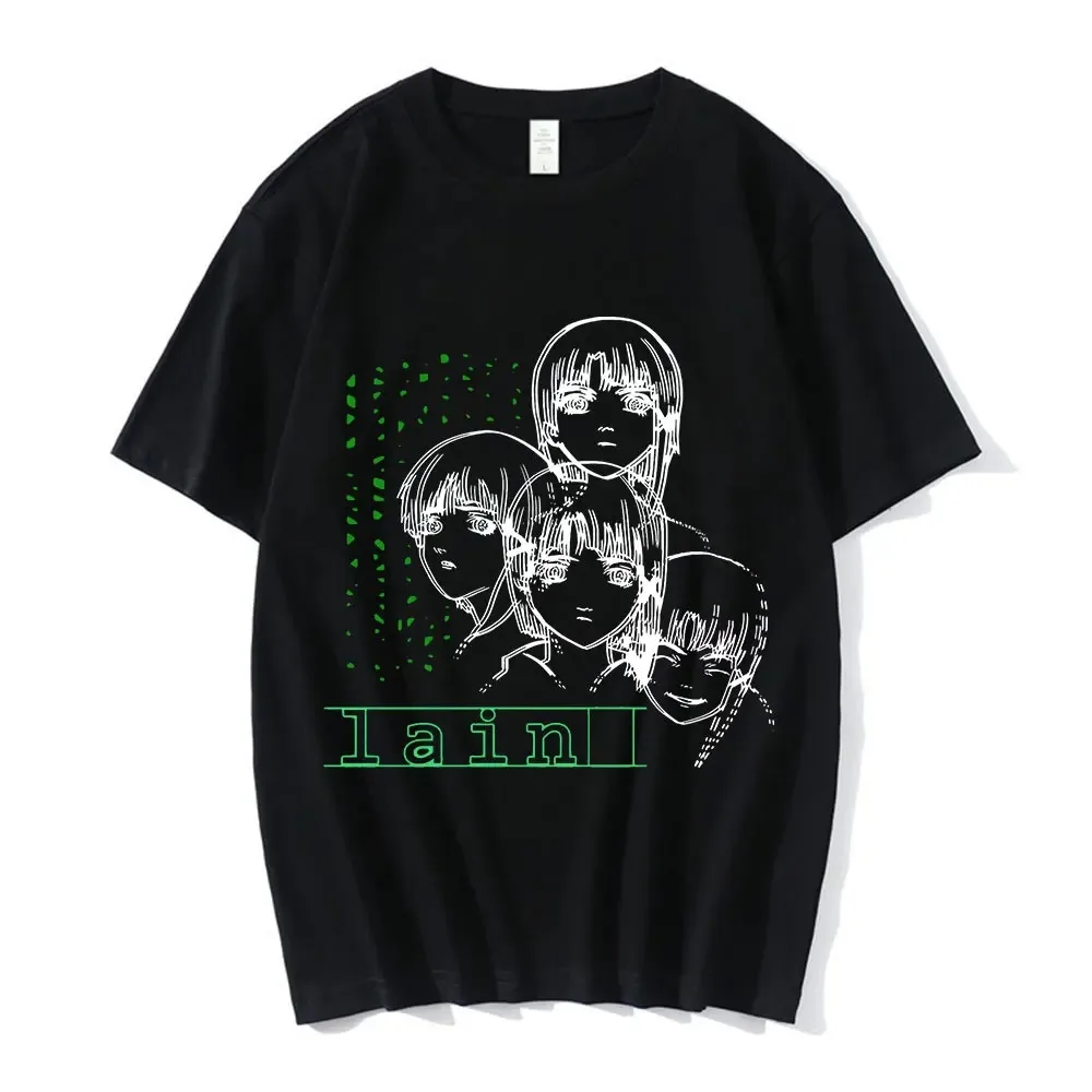 Anime Serial Experiments Lain Cotton T-shirt Men Women Graphic Unisex Iwakura Manga Girl Sci Fi Short Sleeve Tee Unisex Tops