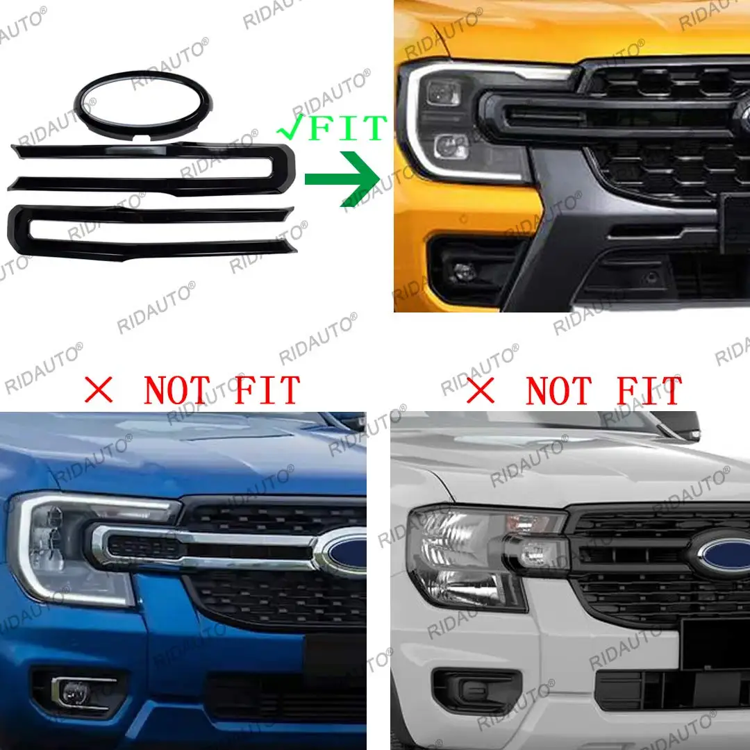 New Aftermarket Front Grills Trim Eyebrows 2022 2023 For FORD EVEREST TITANIUM+ 4x4 4x2 SPORT TREND Paint Chrome Black Red White