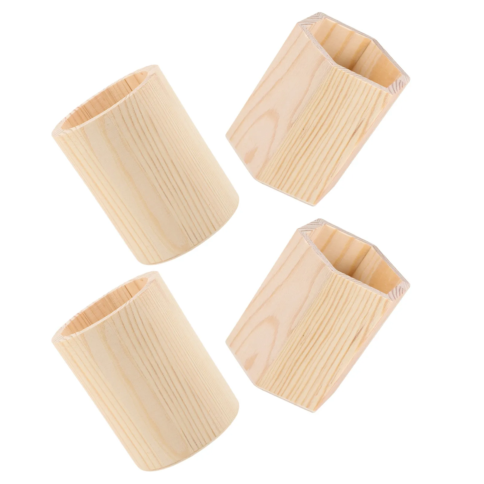 

Набор из 4 деревянных органайзеров для карандашей, натуральные необработанные шестигранные контейнеры для рабочего стола, офиса, учебы, туалетного столика, для творчества, рисования и художественных принадлежностей