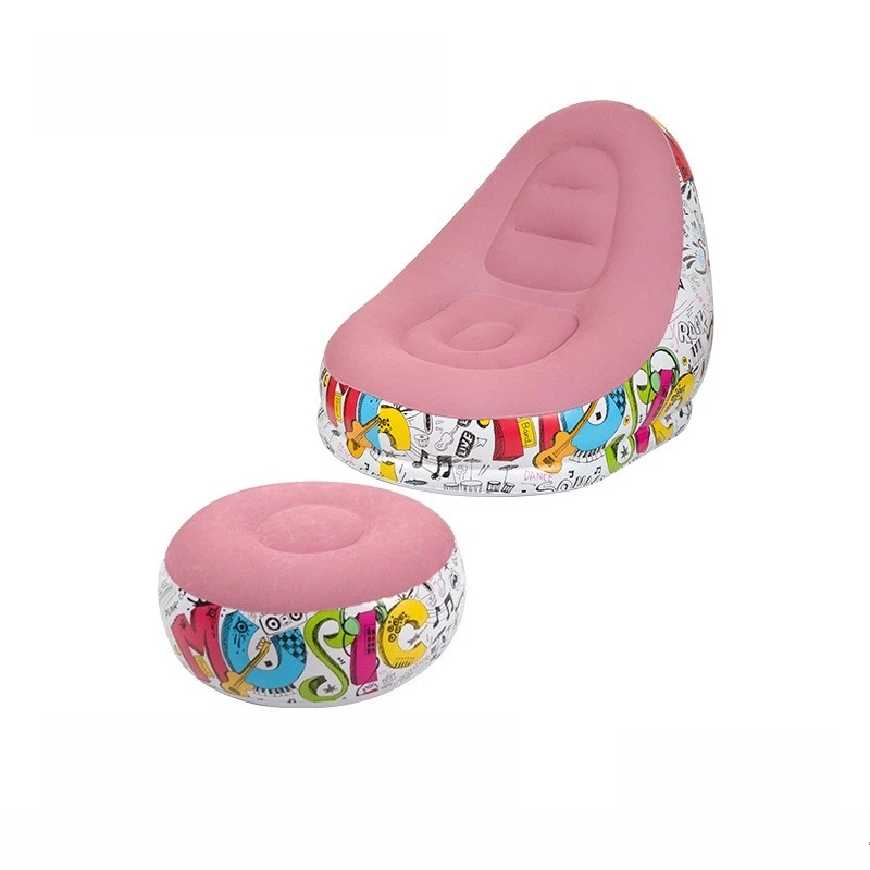 Outdoor inflatable sofa chair, camping thickened flocked lazy sofa, bedroom home leisure folding bed