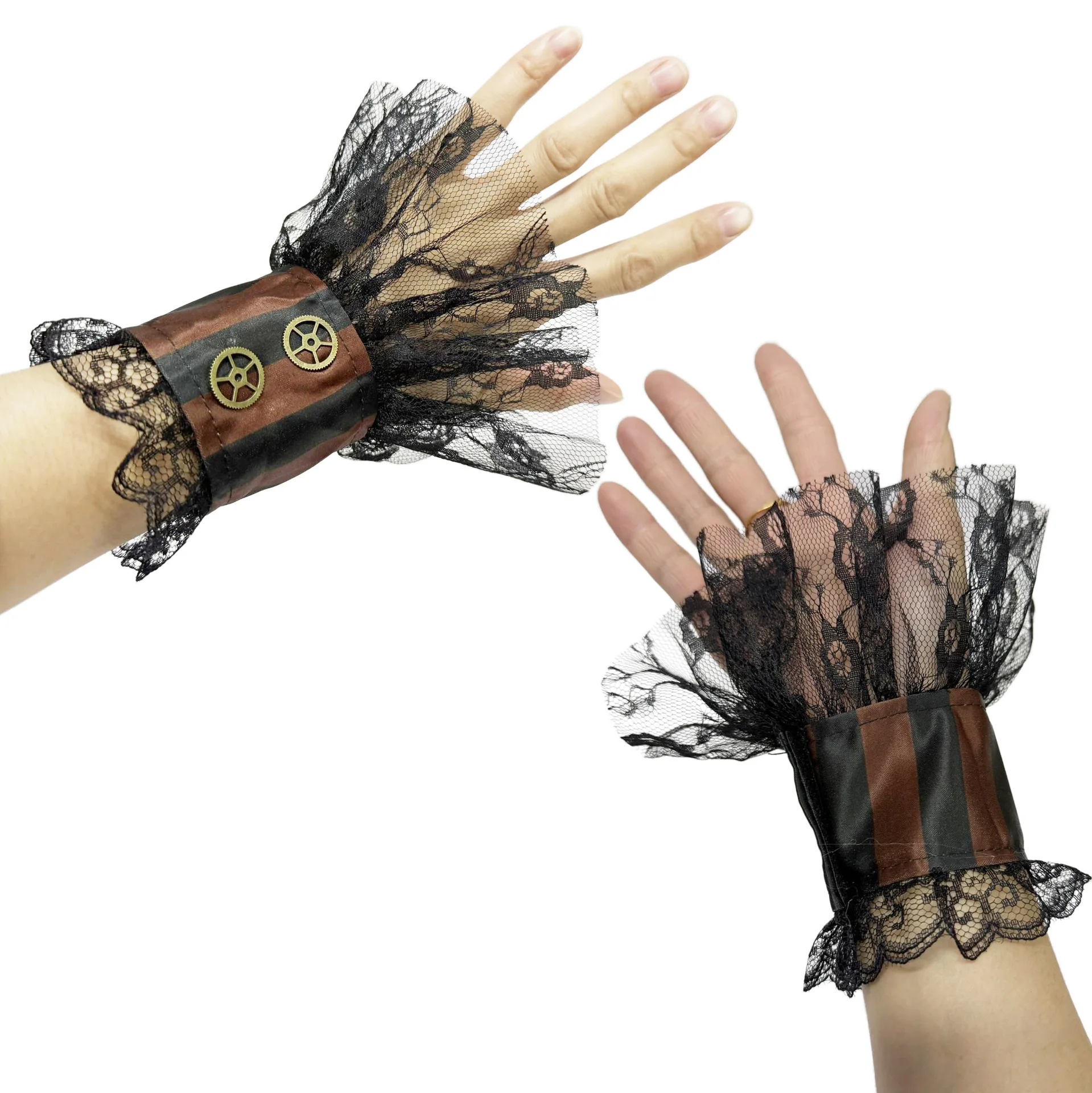 Gothic Style Personalised Mesh Half-sleeve Wristbands Holiday Performance Costume Accessories Gloves Sleeve Decoration