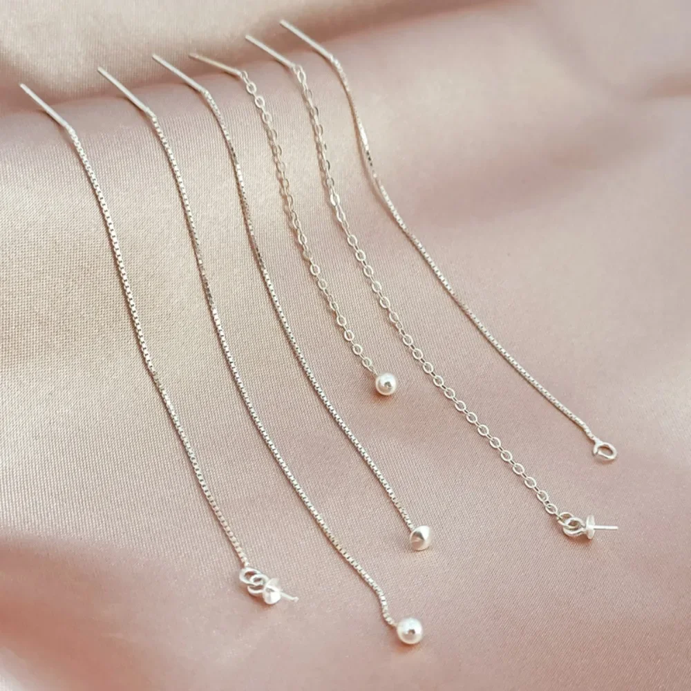 S925 Sterling Silver Box Chain, Beaded Earring Thread, Long Earrings, Ear Nuts & Tassel Earring Accessories, DIY Handmade Jewelr