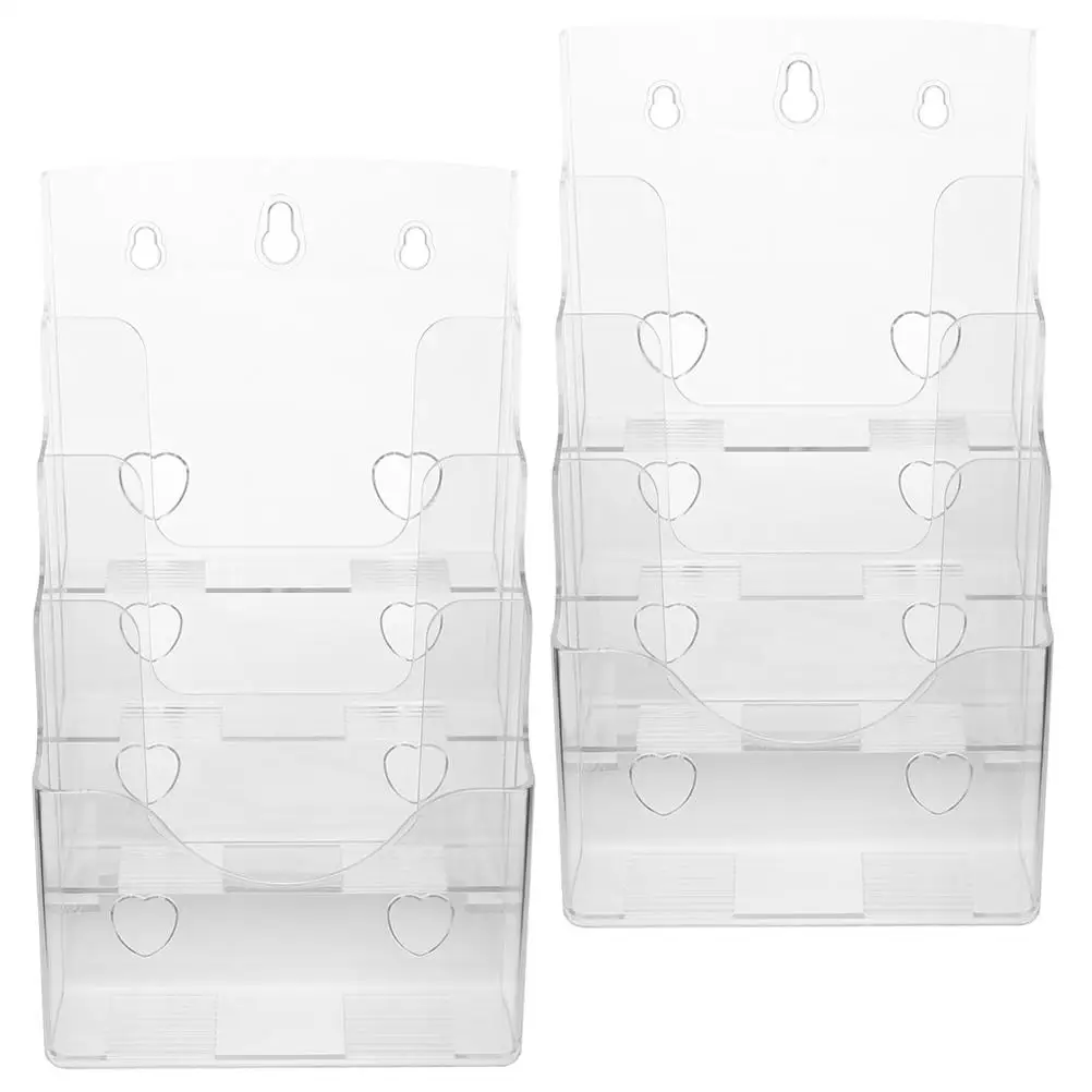 

2pcs A5 Acrylic Brochure Display Stand Flyer Holder Magazine Rack Literature Organizer Plastic Document Storage