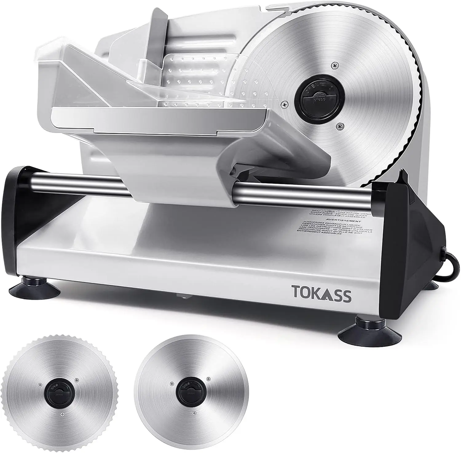 

200W Electric Slicer For Home Use with 2pcs 7.5'' Stainless Steel Blades, Adjustable Thickness for Meat, Chees Easy Clean