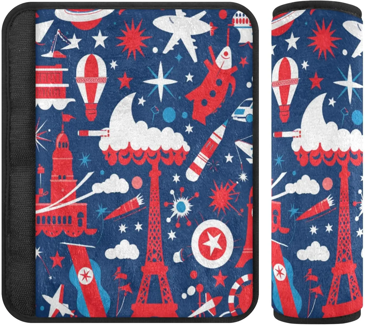 Red and White 4th of July Independence Day Shoulder pad for Strap, More Comfort Driving, seat Belt Cover pad for Truck SUV