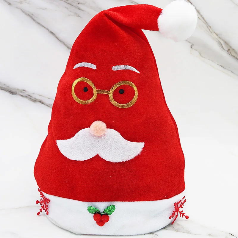

(1 Pieces/bag) 28cm Christmas Hat Gold Velvet Fabric Santa Claus Cute Design New Year's Party Holiday Decoration Hat