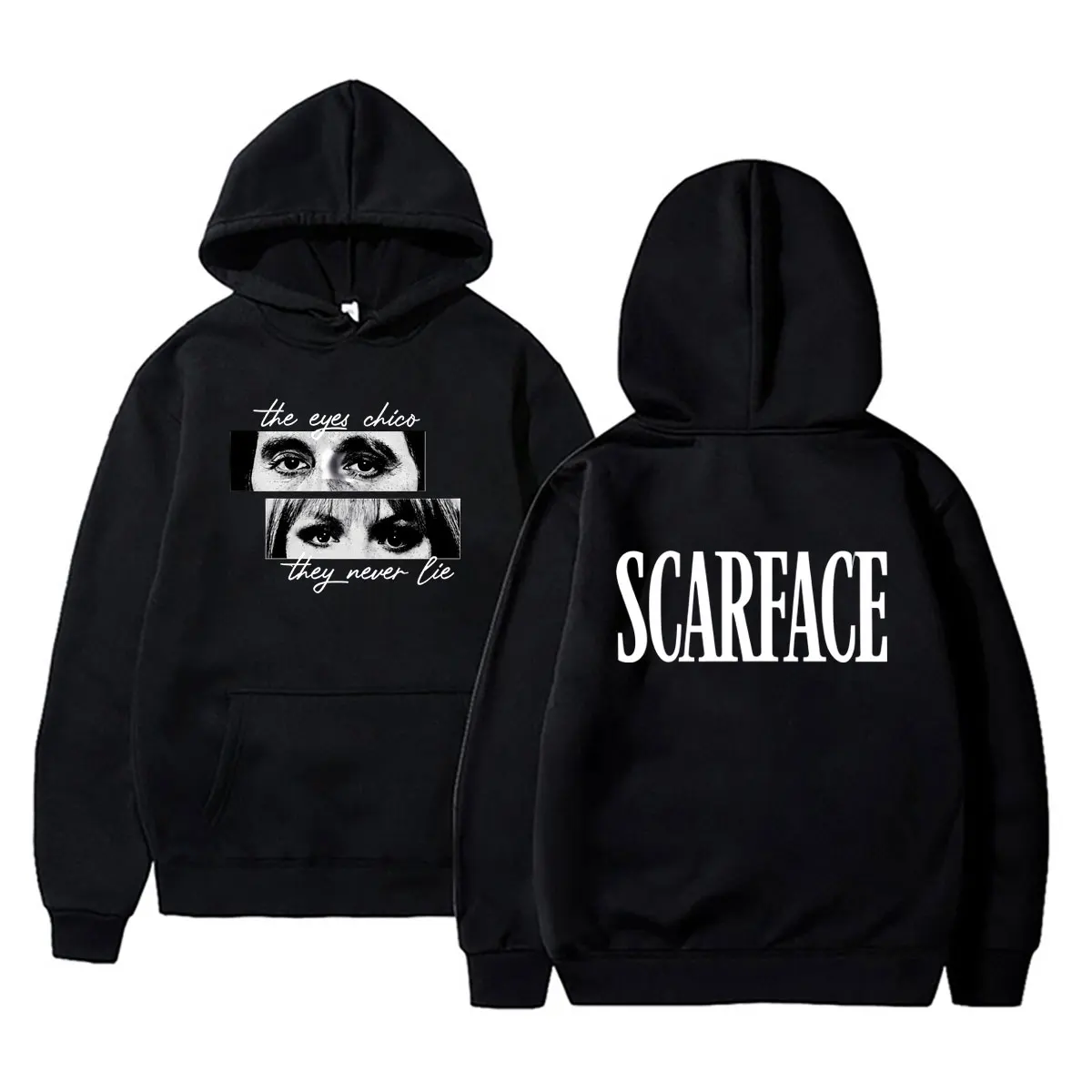 Heißer 90er-Jahre-Klassiker Gangster-Film Scarface Hoodie Tony Montana Al Pacino Sweatshirt Herren Damen Hip Hop Oversized Pullover Hoodies – Detail 2