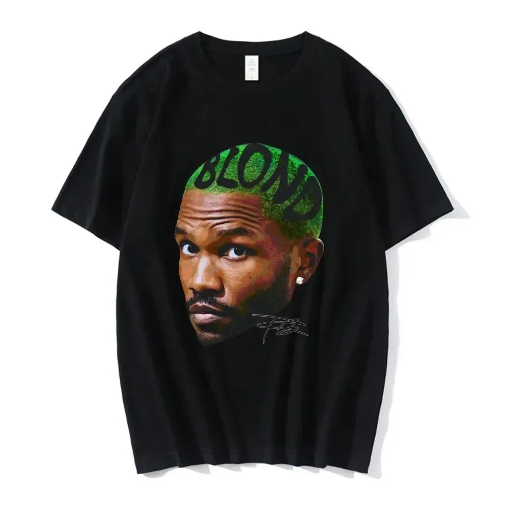 Frank Vintage Graphic T เสื้อสีบลอนด์ Hip Hop เพลงยอดนิยมนักร้อง R & B เสื้อยืดผู้ชายผู้หญิงแฟชั่นขนาดใหญ่แขนสั้นเสื้อยืด