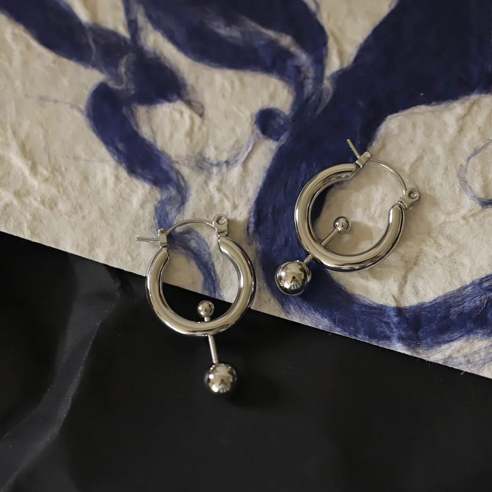 Hot Style Stainless Steel Simple Earrings Waterproof Stylish Versatile Trendy Jewelry Gift