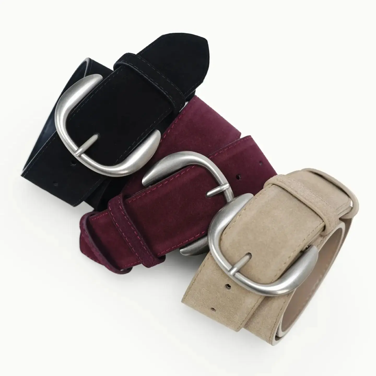 

Elegant High Waist Suede Leather Belt for Women with Silver Buckle Fall/Winter New Arrivals Women's Suede Belts for Jeans Dress