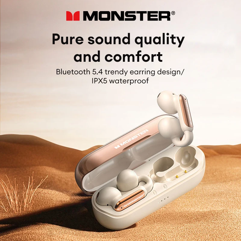 New Monster AC601 Wireless Bluetooth 5.4 Earphones ENC Call Noise Cancelling Gaming Earbuds 36H Long Standby Waterproof Headset