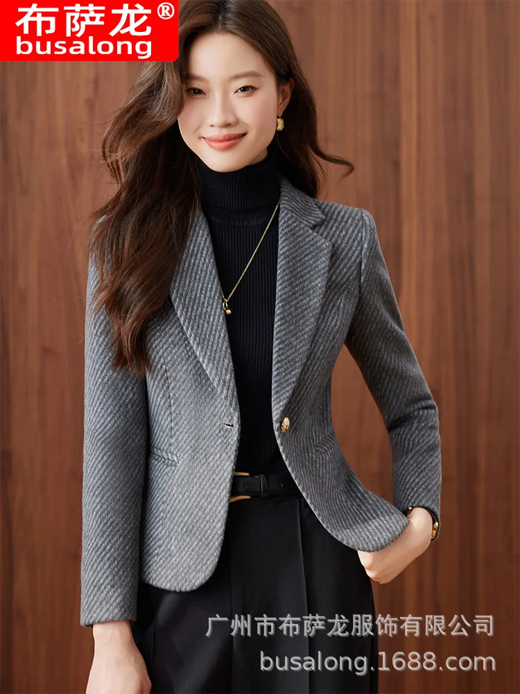 2025New بدلة على الموضة أنيقة المرأة عادية كم طويل سترة المهنية المرأة الرسمية سترة واحدة Workwear8683