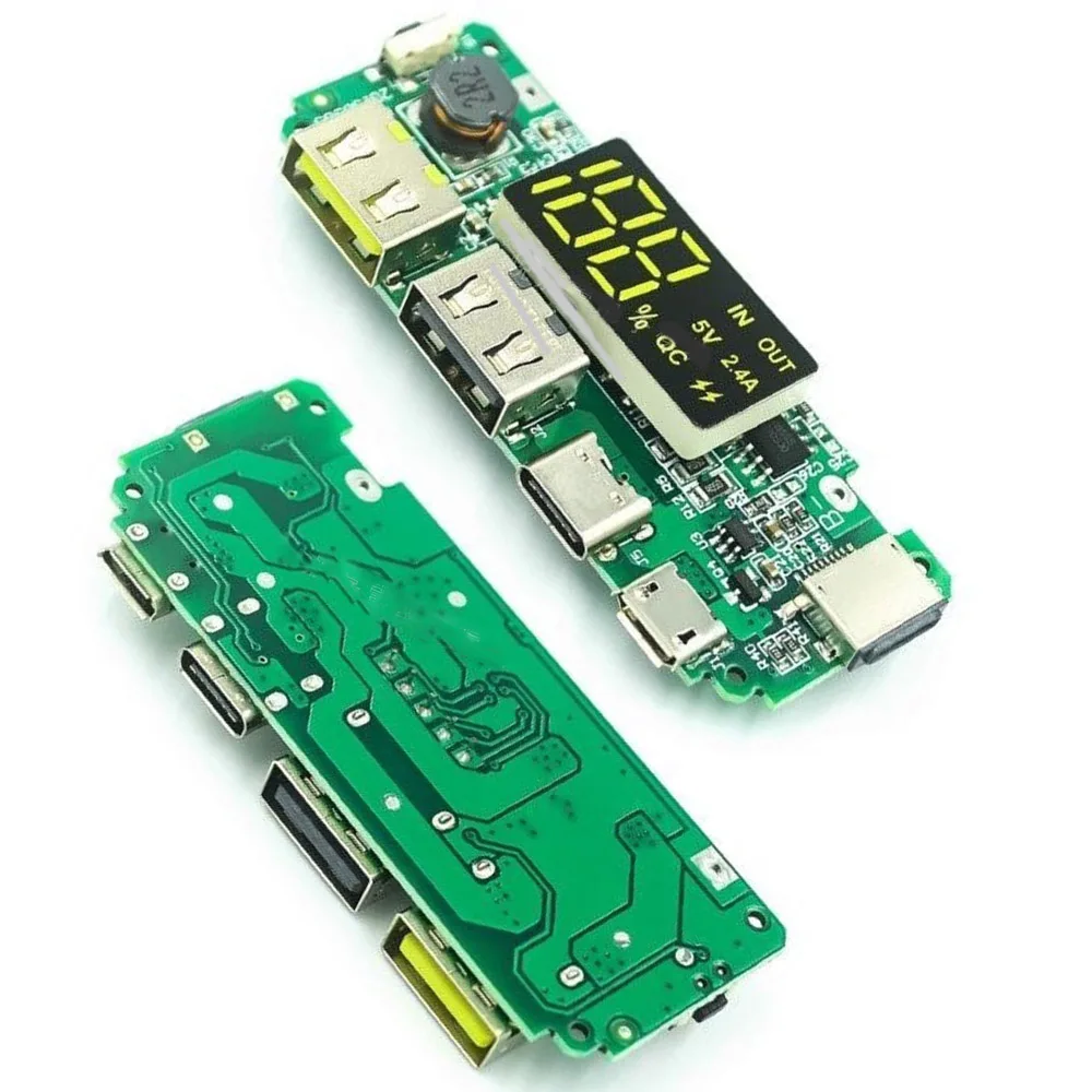 18650 lithium battery digital display charging module TYPE-C Micro USB 5v2.4a 2A dual USB output band display booster module