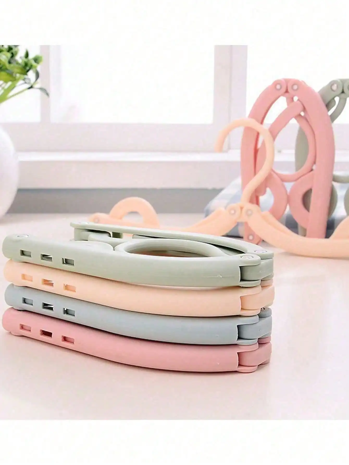 50pcs Pastel Multifunction Retractable Portable Folding Clothes Hanger Travel Essential Cruise Necessity Foldable Drying Rack Home Travel Organization Space Saving Compact Storage Solution Lightweight Convenient Durable Practical Hanger view 5