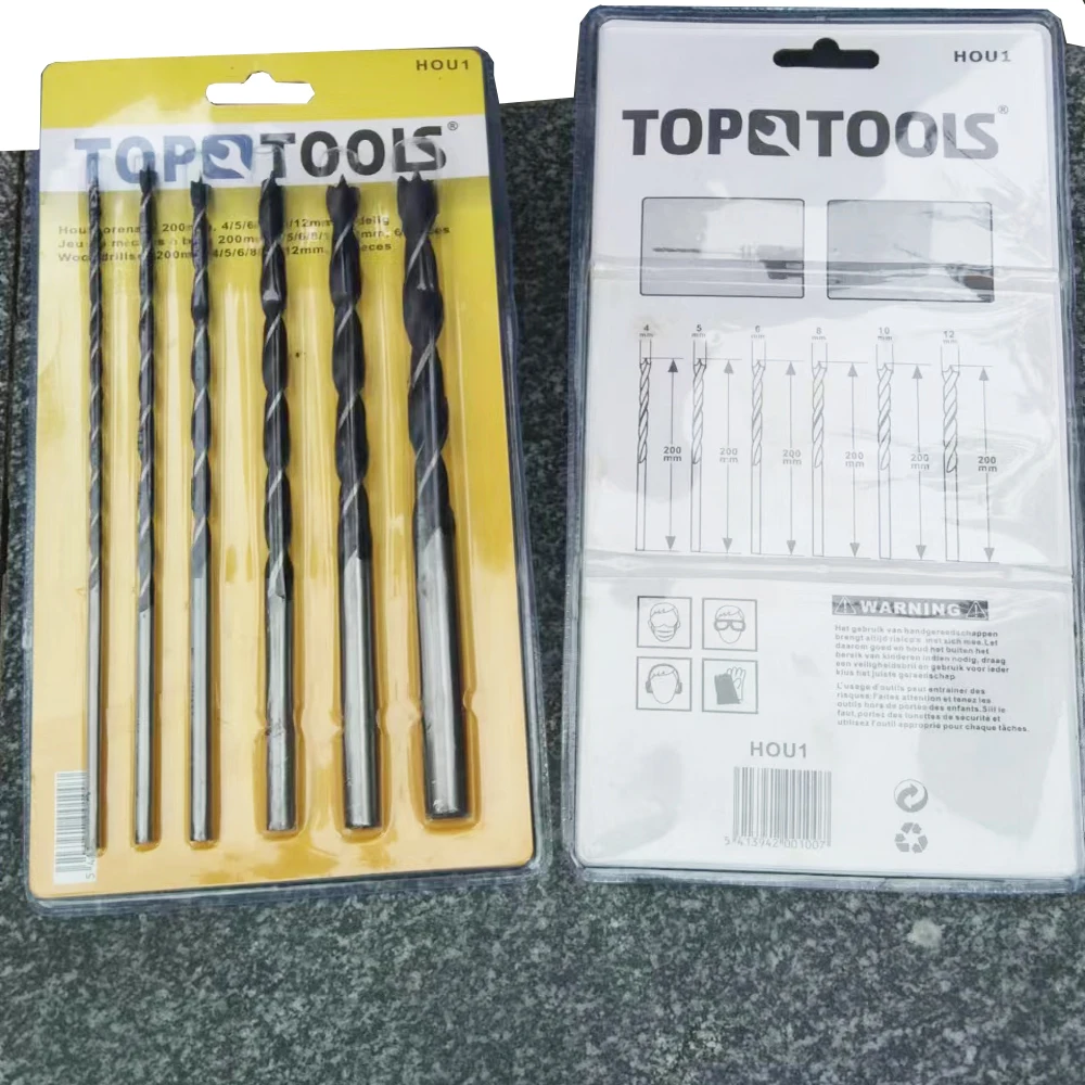 High Quality 200mm 6 Pcs/Sets Wood Drill Bit Twist Woodworking  DIY Carpentry Tool For Woodworking Tool