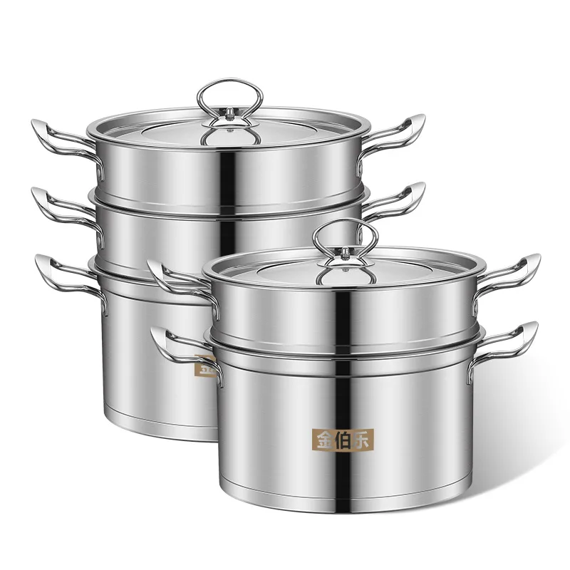 

Stainless steel rectangular steamer double bottom non-magnetic European steamer double decoction gift pot wholesale