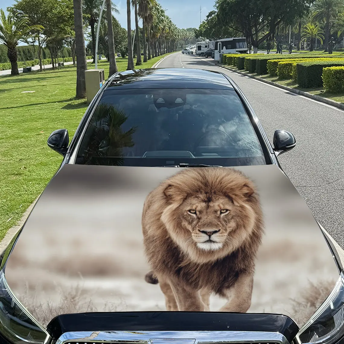 

Автомобильные наклейки Лев с тонким рисунком, натуральный фон, наклейка на капот автомобиля, водонепроницаемые самоклеящиеся виниловые графические наклейки, декор