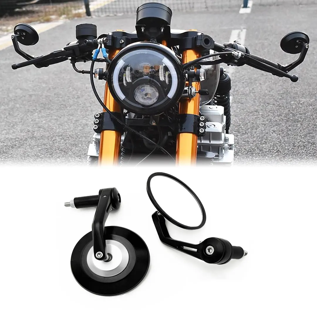 

Motorcycle Mirrors Handle Bar Scooter Rear View for 7/8" (22mm) Handlebar End With Standard Bar End Insert