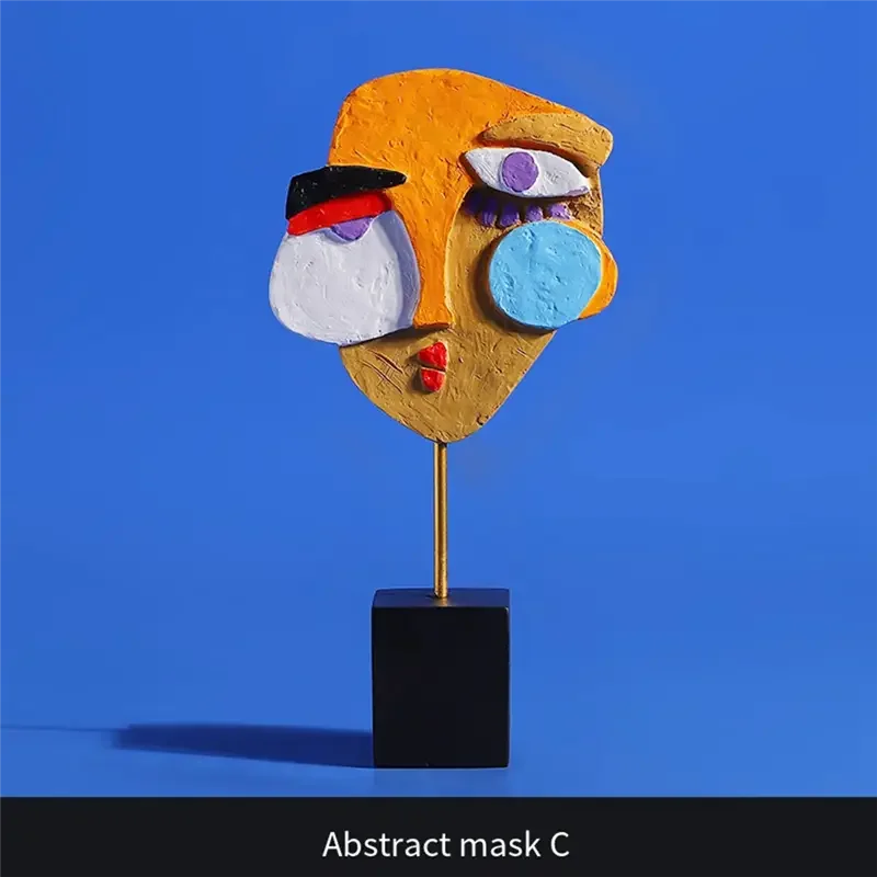 Modern Abstract Mask Sculpture Home Statue Decoration Resin Figure Ornaments Living Room Desktop Cabinet Face Crafts