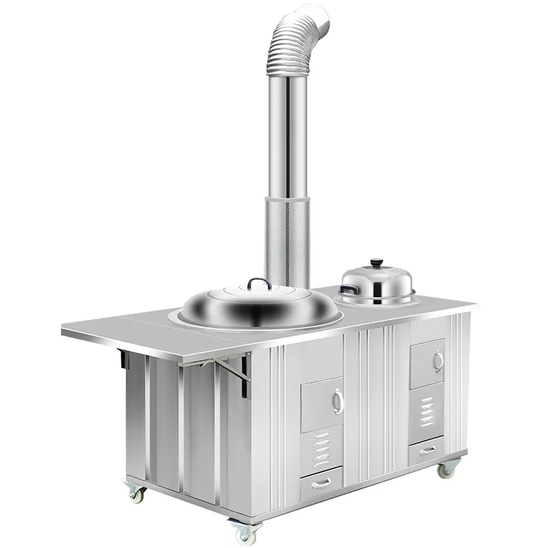 

Stainless steel firewood stove No moving firewood Large pot table Earth stove Double stove Camping movable