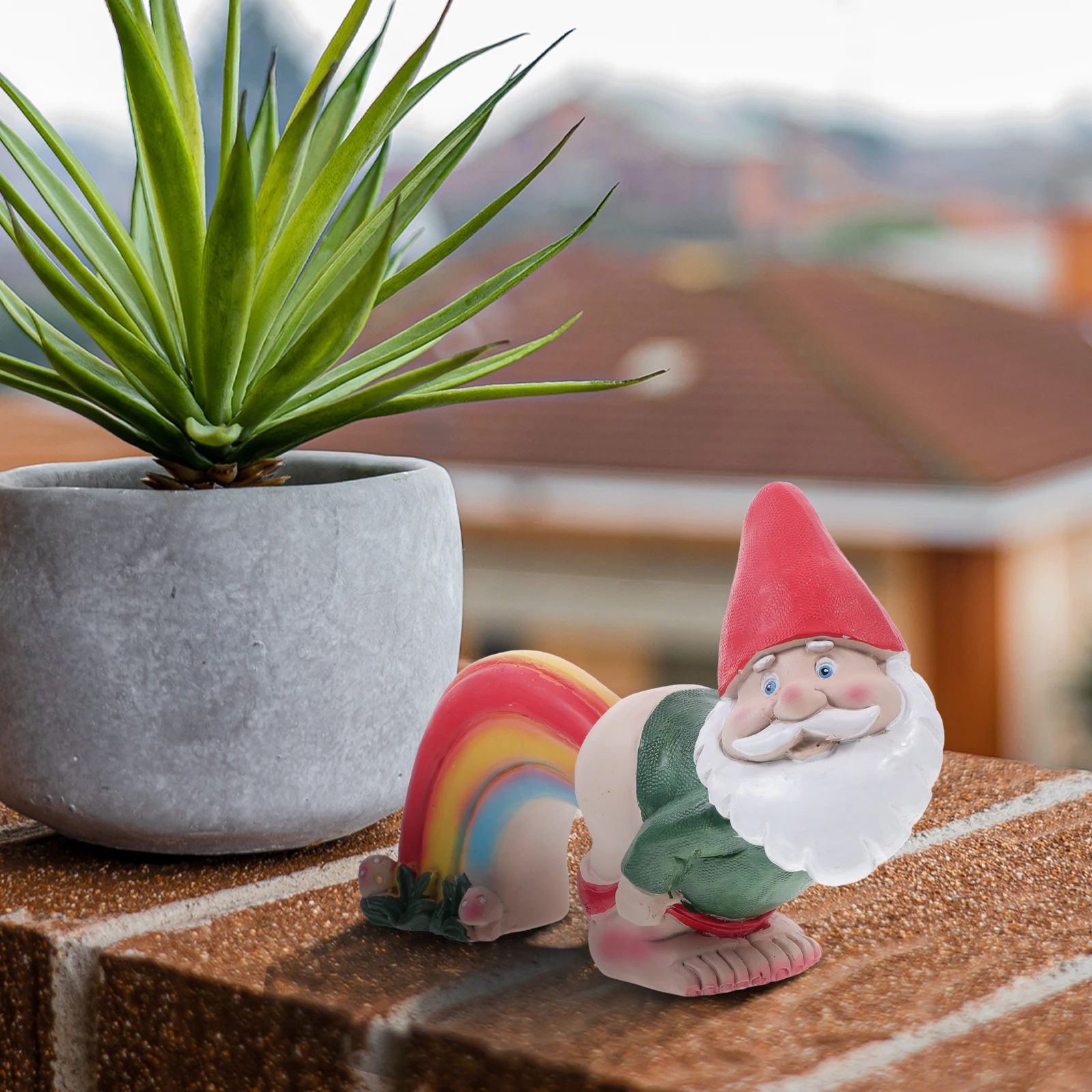

Rainbow Fart Gnome Statues Resin Gnomes Yard Adornments Garden Decor Dwarf Sculptures Lightweight Durable Outdoor Patio Lawn