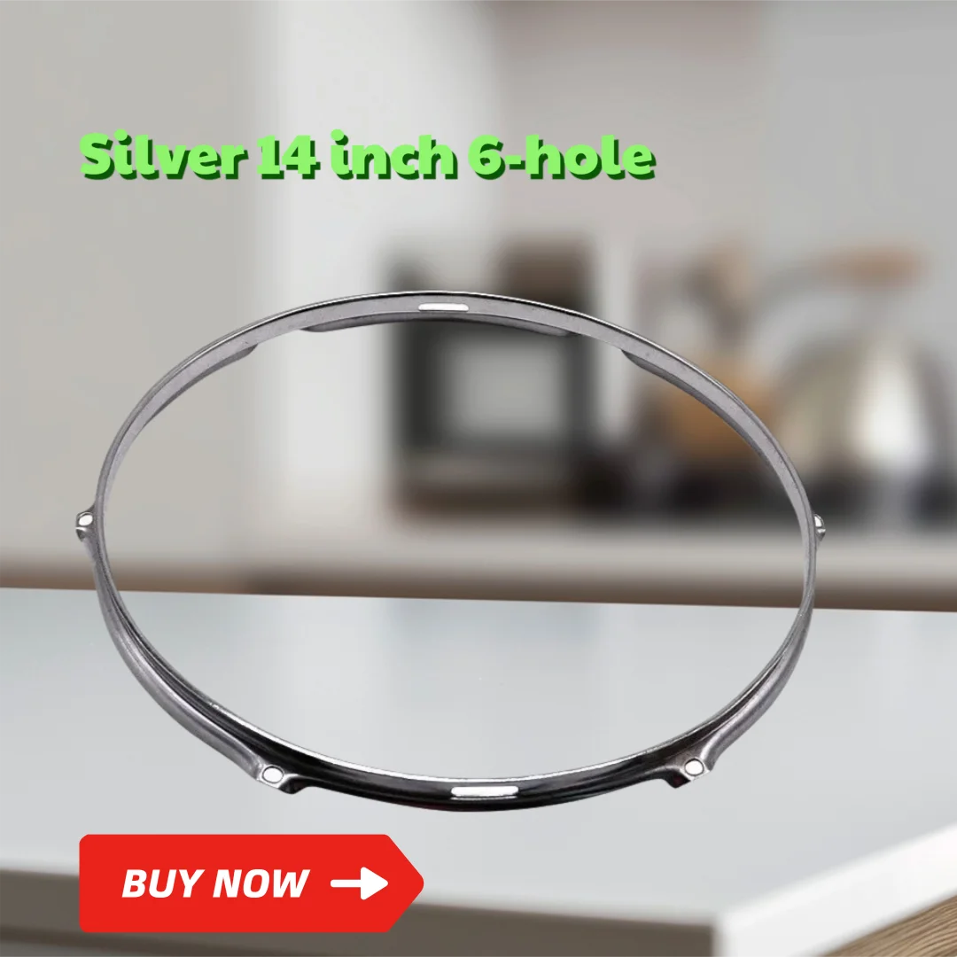 

Silver 14 inch 6-hole drum frame drum ring inventory, musical instrument drum accessories, floor drum, jazz drum ring