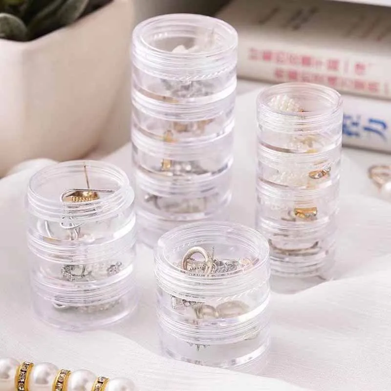 2Pcs 5g/10g Round Clear Stackable Creams Jars Storage Box Empty Mini Cosmetic Containers For Jewelry Nail Art Eyeshadow Crafts