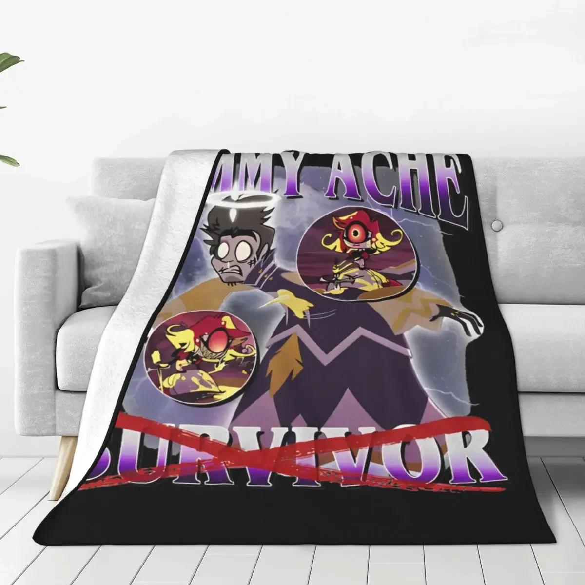 Hazbin Adam Cartoon Hotels Fleece Throw Blanket Tummy Ache Survivor Anime Blankets for Bedding Couch Warm Quilt