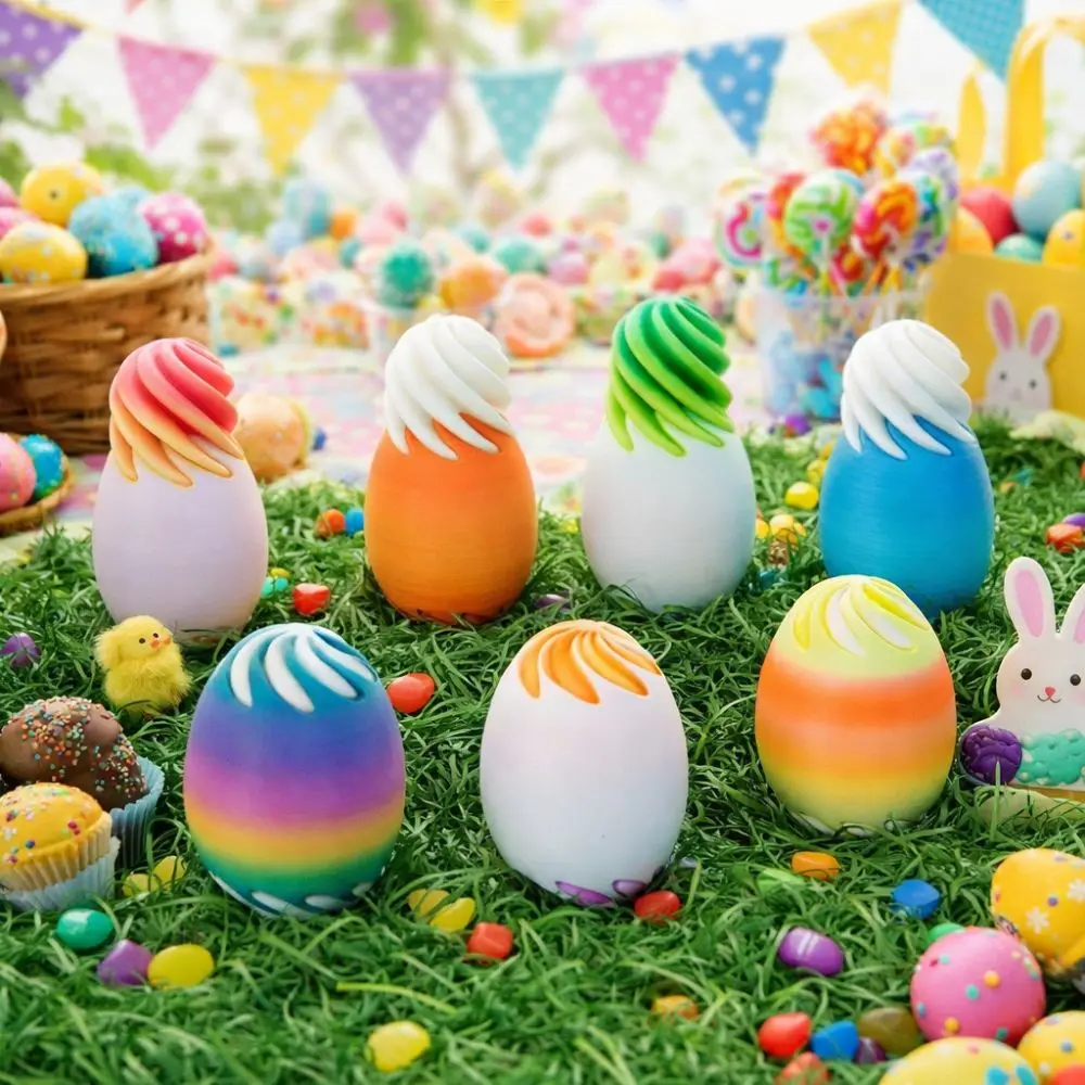 Creativity 3D Printing Rotational Egg Anti-Anxiety Colorful Easter Spiral Egg Plastic Puzzle Egg Activity Gear Model School