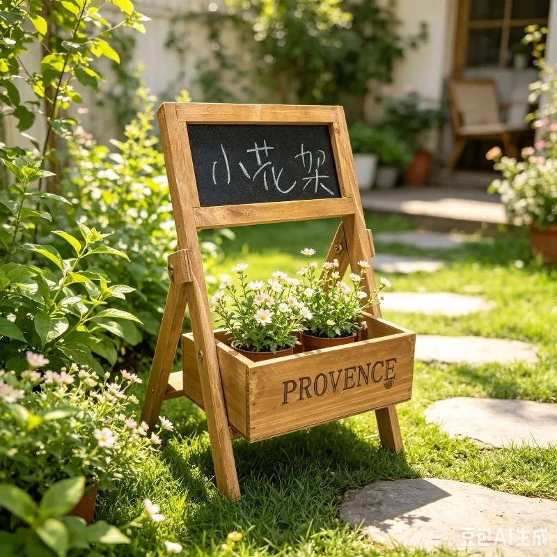 Pastoral creative decoration home balcony soft wooden windmill flower stand shop window floor-to-ceiling flower stand