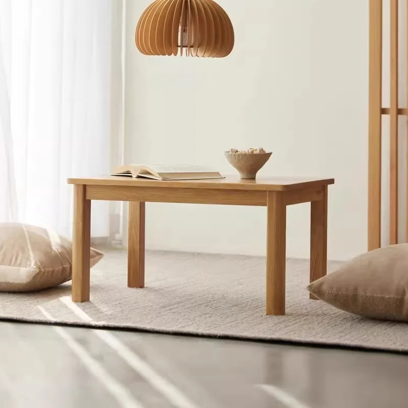 Solid Wood Floor Table, Rectangular Small Coffee Table for Tatami Mat, Low Profile Tea Side End Table for Bedroom Balcony