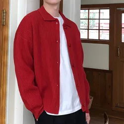 Fall Winter Men's Daily Loose Solid Sweaters Comfortable Button Knitted Cardiga 2024 Korean Thermal Long Sleeve Outerwears Male