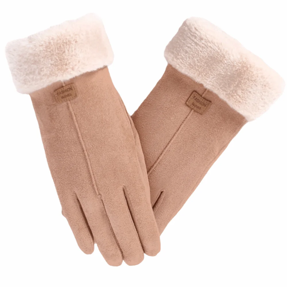 

Теплые женские зимние перчатки из замши с защитой от ветра, сенсорные, мягкие, полнопальцевые, для активного отдыха