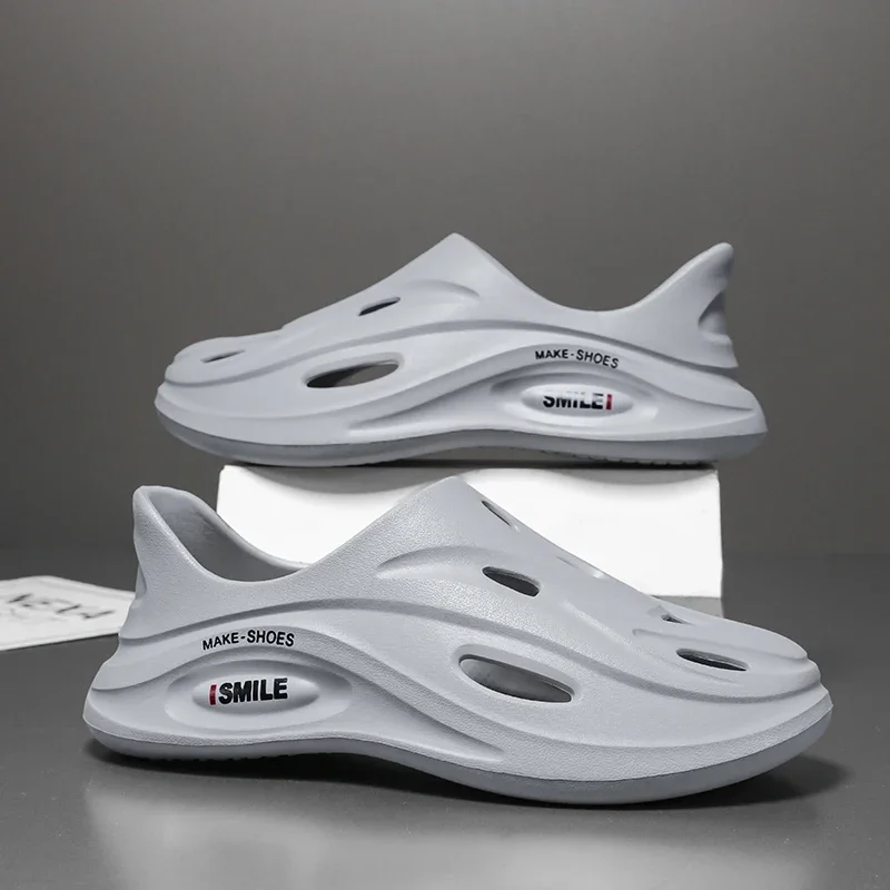 أسود شبشب رجالي أحذية موضة الصيف قباقيب مقاوم للماء حذاء رياضة الشاطئ الانزلاق على الشرائح عادية الراحة النعال قباقيب للرجال